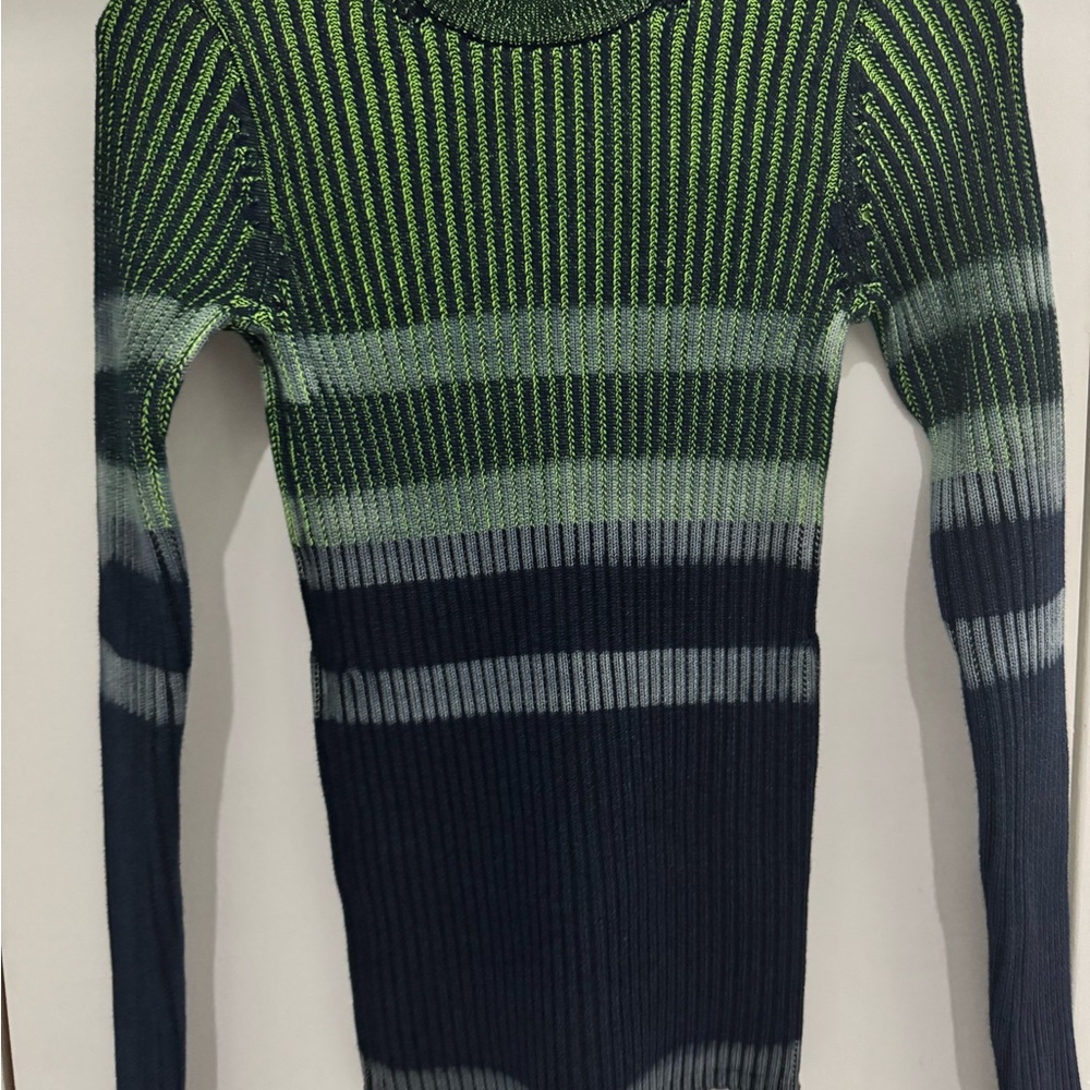 Striped Green and Blue Women's Sweater
